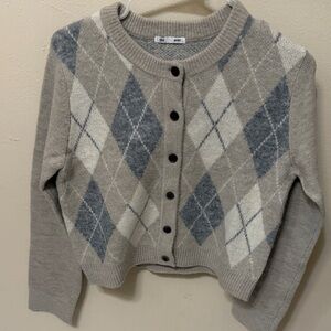 Chic Argyle Button-Up Cardigan